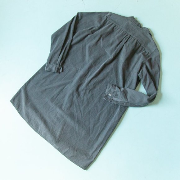 Hartford Dark Gray Concealed Button 100% Cotton Front Collar Shirt Dress Size 4 - Picture 8 of 8